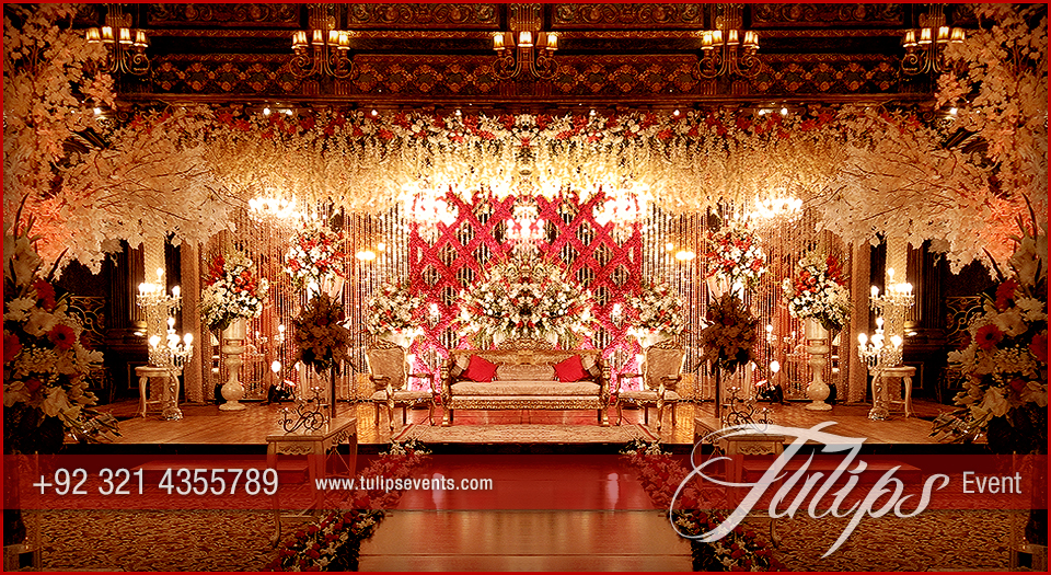 Red Crystal Theme Reception stage Setup in Pakistan (8)