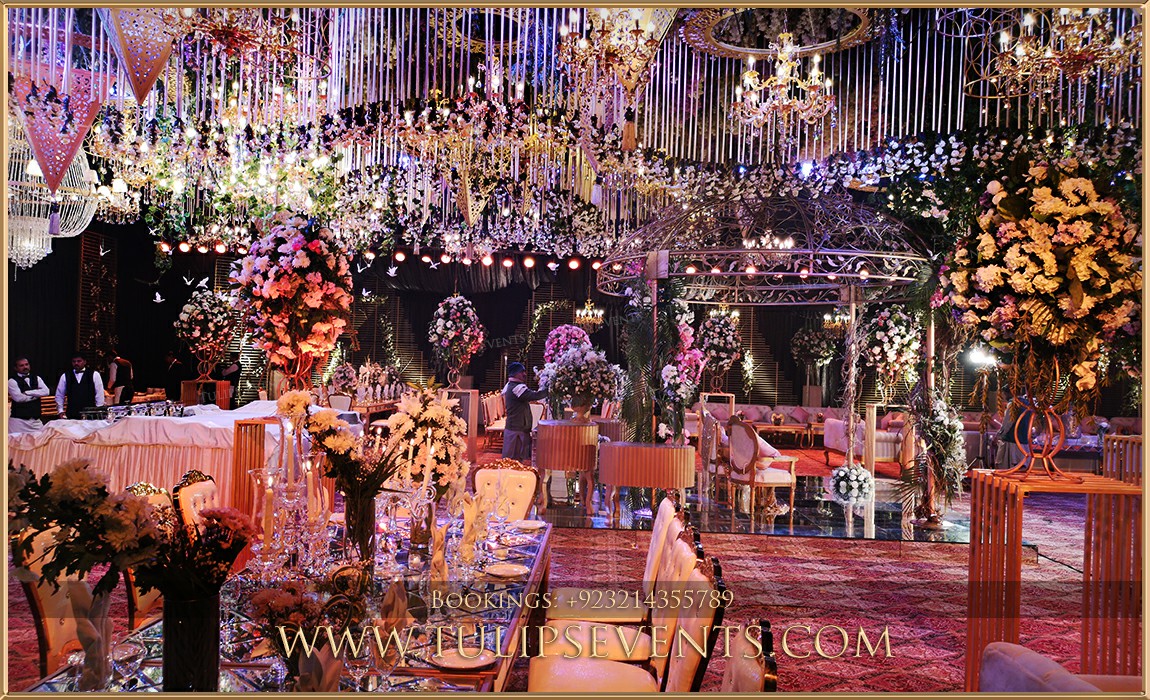 Royal Black Gold Nikah Event Decoration setup ideas in Pakistan (10)