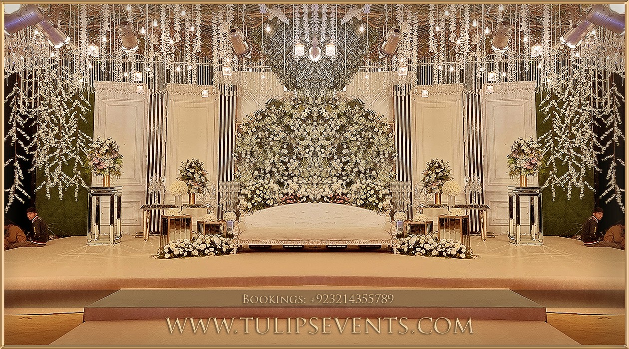 sleek white walima stage decorations ideas Tulips Events (6)